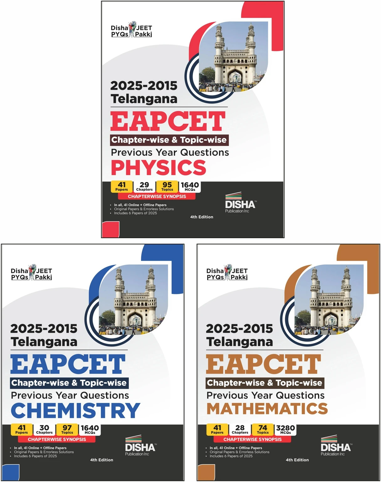 DISHA PUBLICATIONS TELANGANA EAPCET(EAMCET) CHAPTERWISE & TOPIIC WISE 3 BOOKS SET